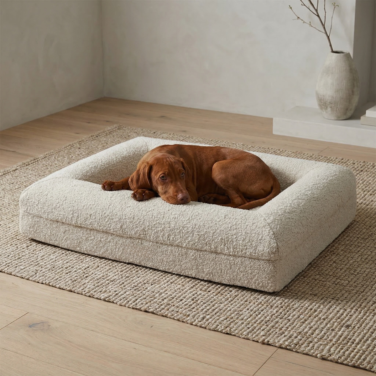 Luxury Bouclé Memory Foam Dog Bed