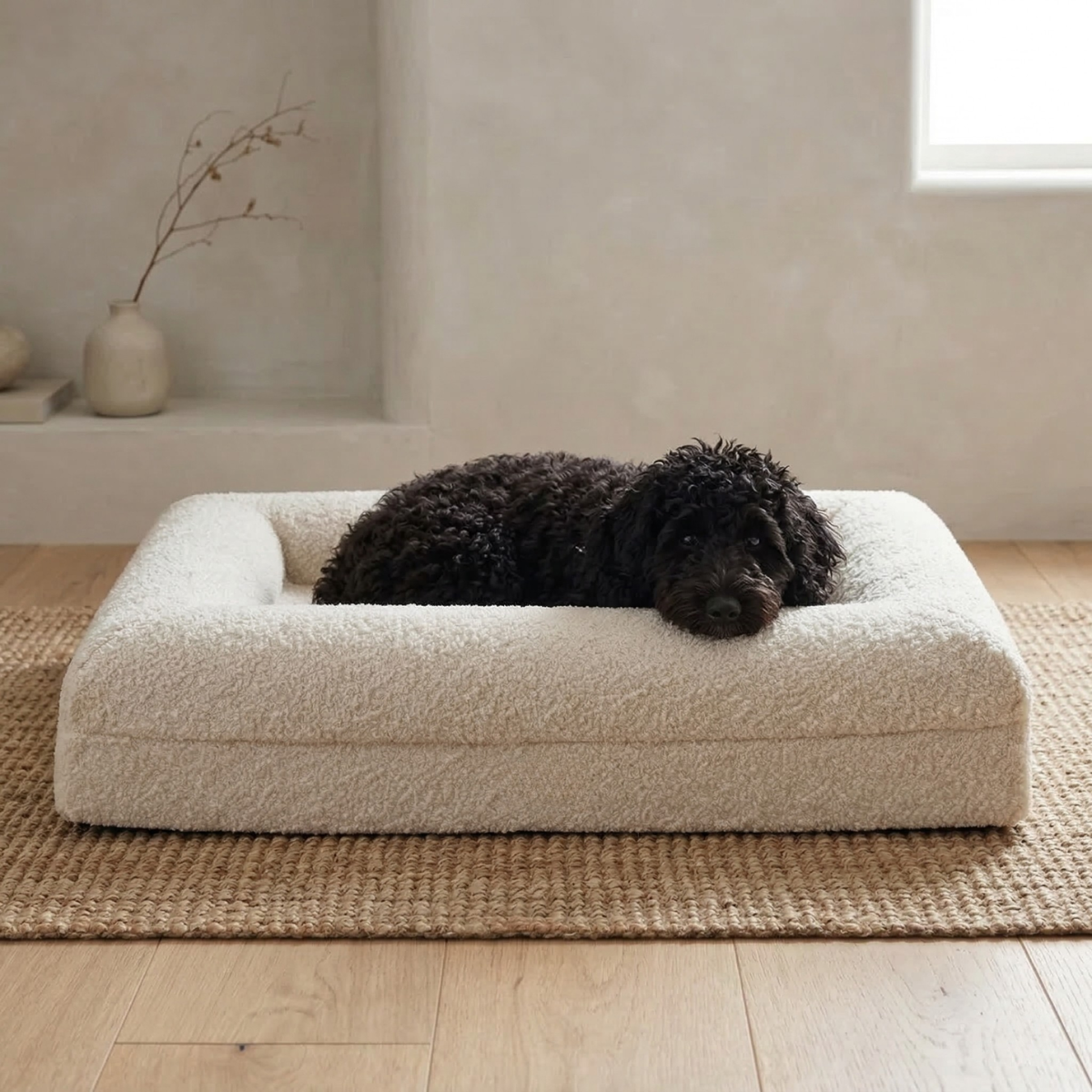 Luxury Bouclé Memory Foam Dog Bed