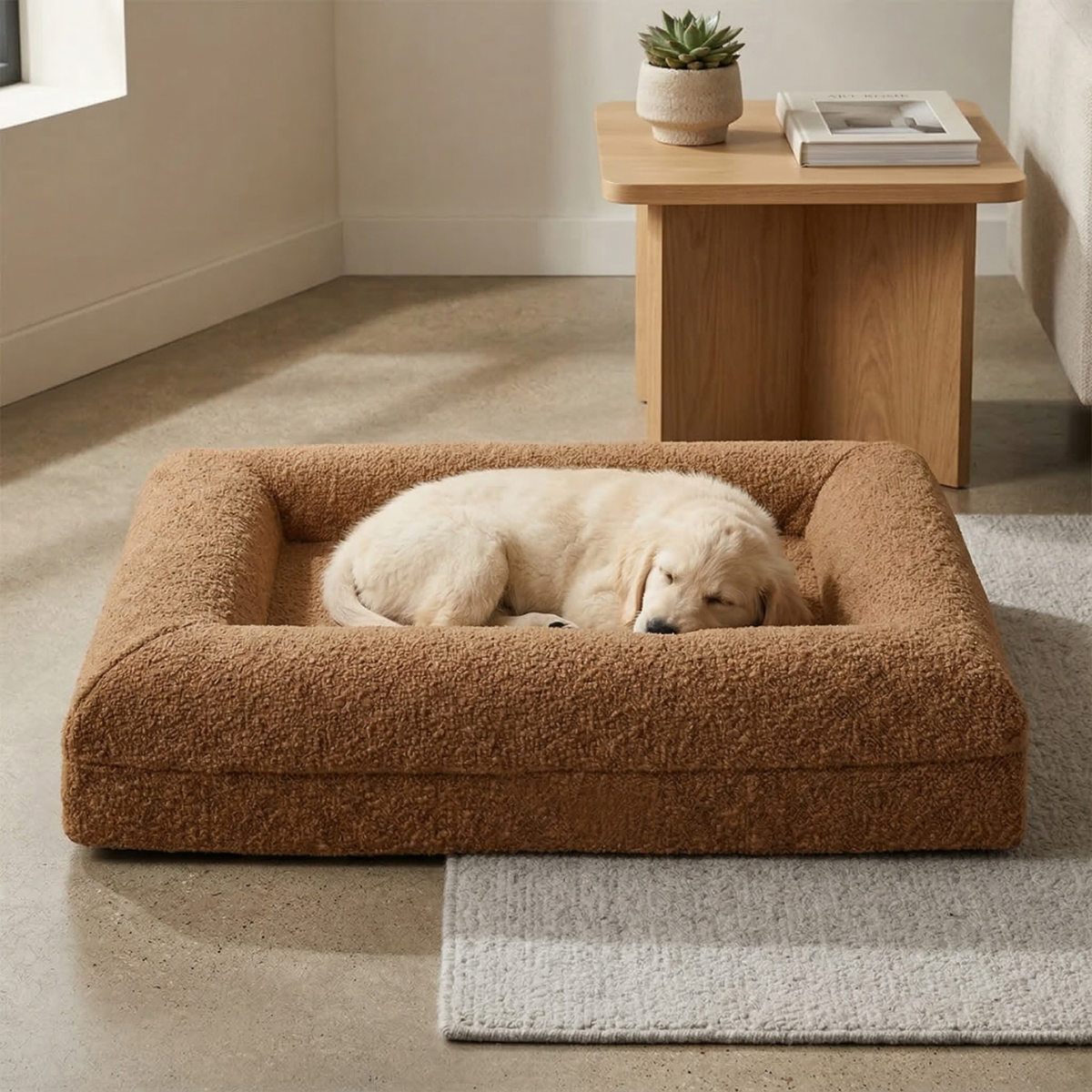Luxury Bouclé Memory Foam Dog Bed