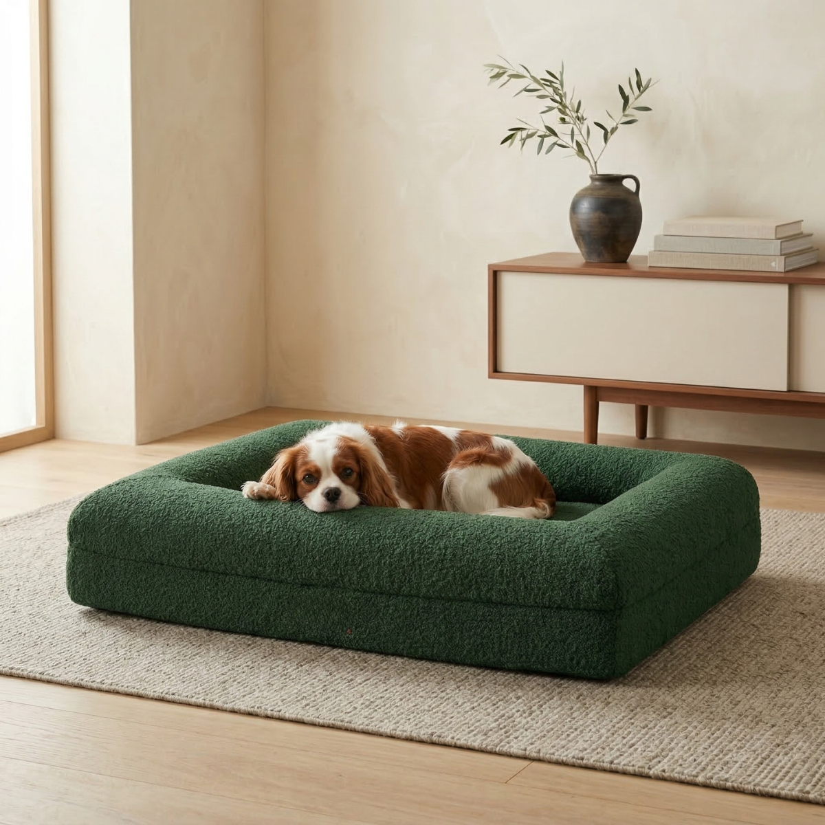 Luxury Bouclé Memory Foam Dog Bed