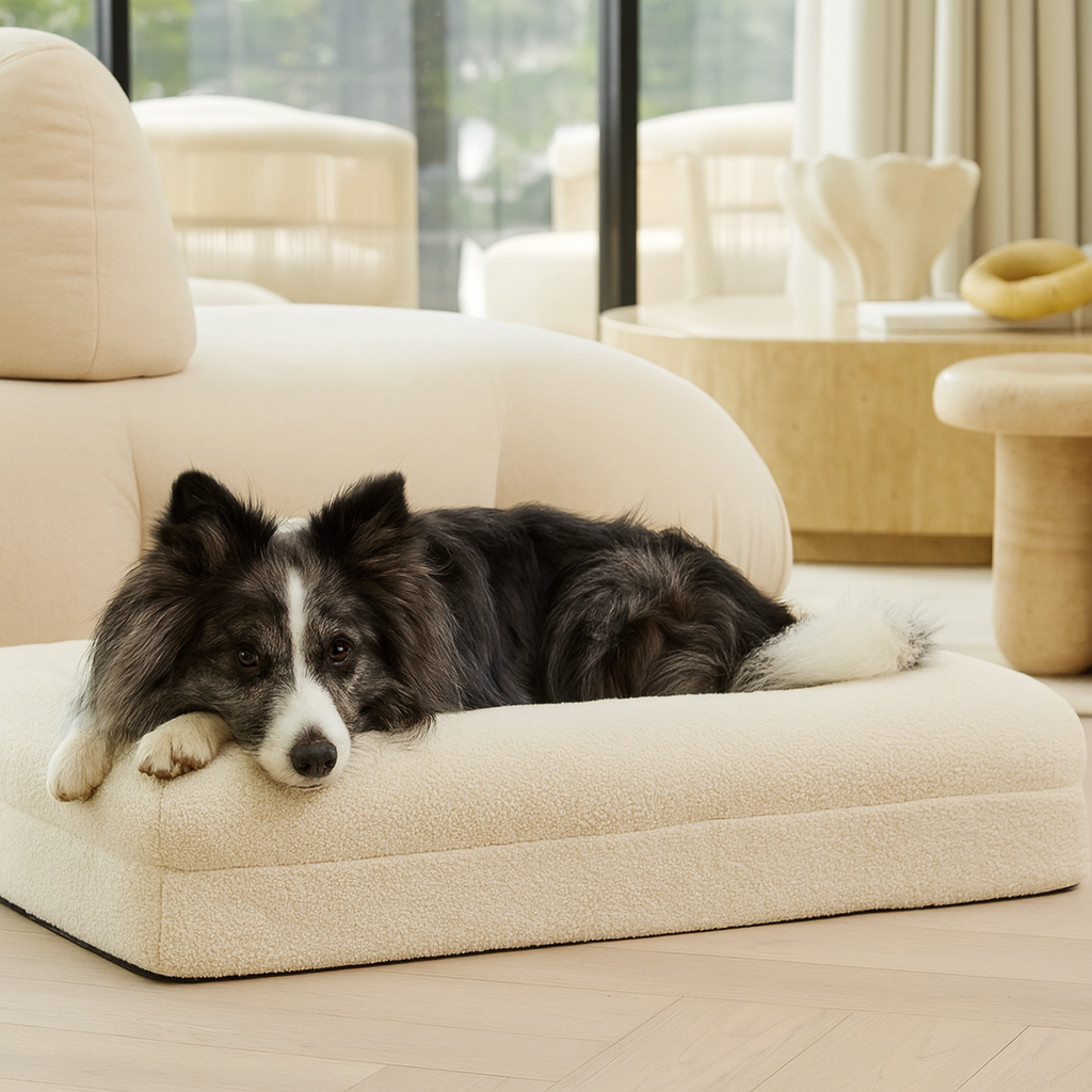 Luxury Bouclé Memory Foam Dog Bed