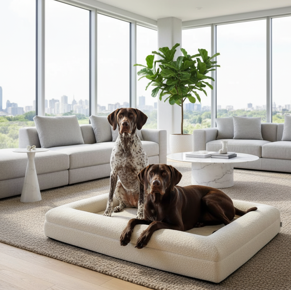 Luxury Bouclé Memory Foam Dog Bed