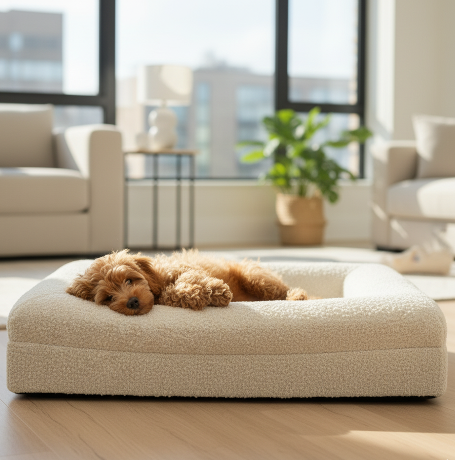 Luxury Bouclé Memory Foam Dog Bed