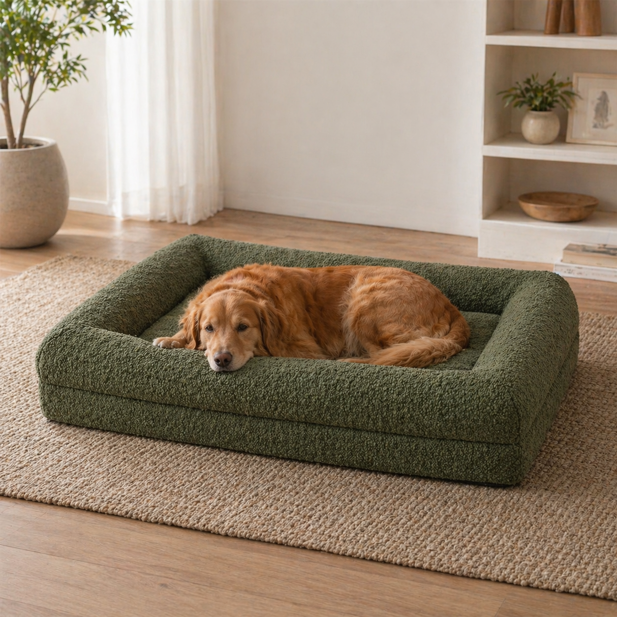 Luxury Bouclé Memory Foam Dog Bed
