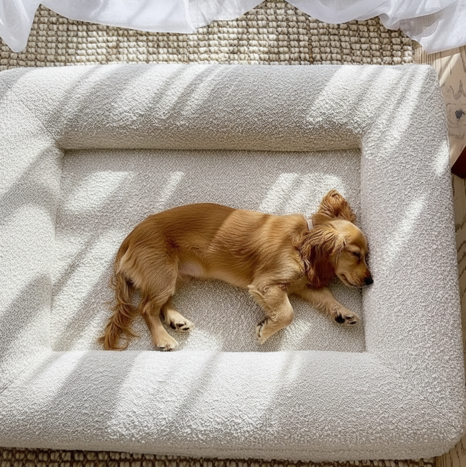 Luxury Bouclé Dog Bed – Memory Foam, Supportive Durable