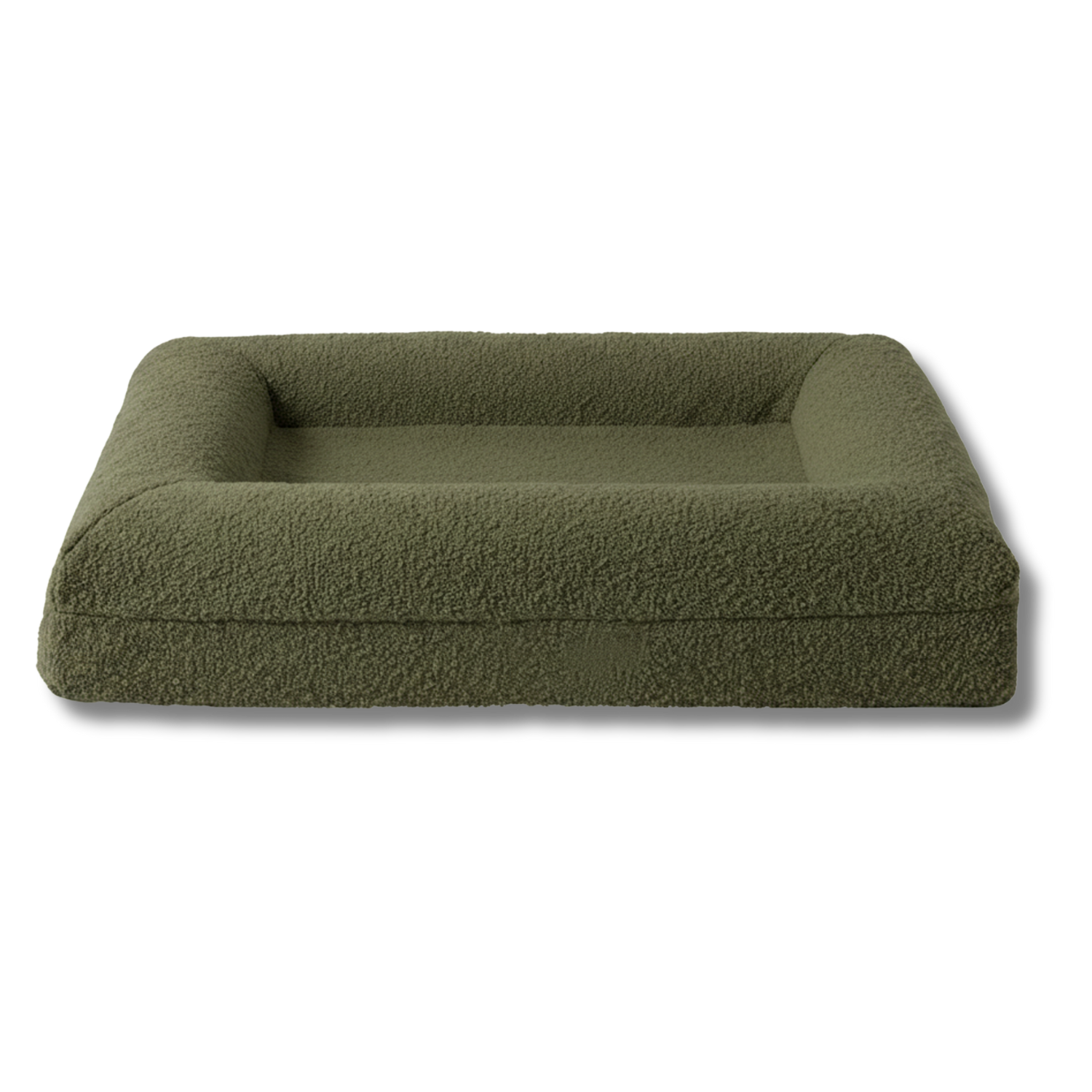Olive boucle dog bed