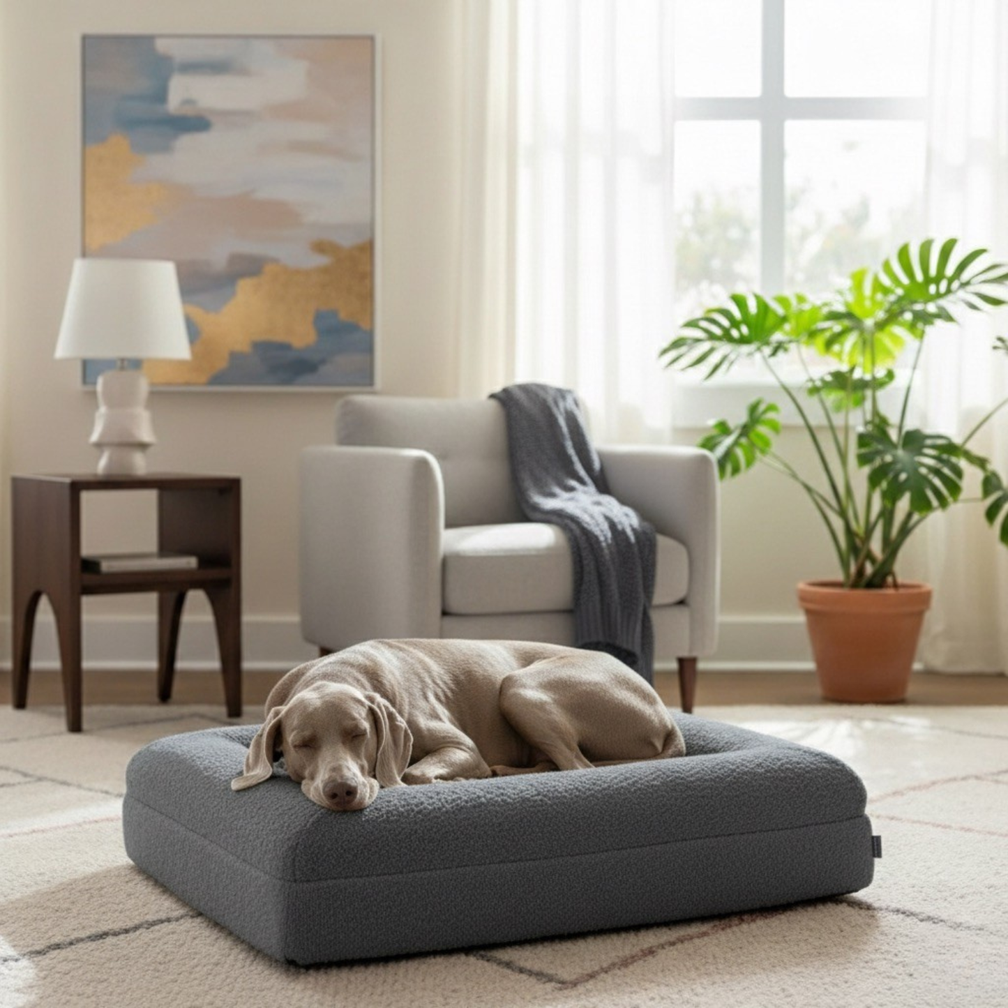 Luxury Bouclé Memory Foam Dog Bed